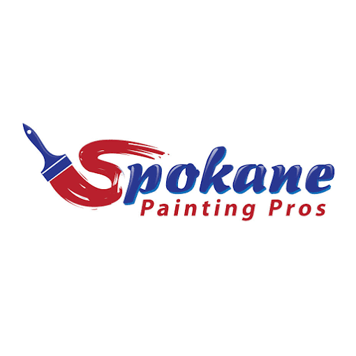 This is an image from Spokane Painting Pros, located in Washington. The logo for Spokane Painting Pros features a blue paintbrush with a red paint stroke and blue and red company text.