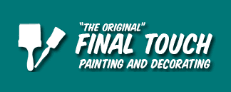 This is an image from Final Touch Painting & Decorating, located in New York. The logo for Final Touch Painting & Decorating features white stylized lettering with two paintbrush icons on a teal background.