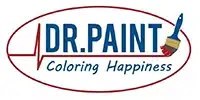This is an image from Dr. Paint, located in Florida. The logo for Dr. Paint features blue and red text with a paintbrush graphic and the tagline 'Coloring Happiness.