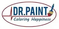 This is an image from Dr. Paint, located in Florida. The logo for Dr. Paint features blue and red text with a paintbrush graphic and the tagline 'Coloring Happiness.