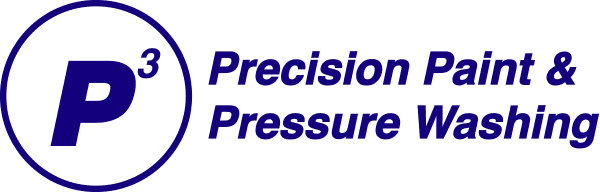 Logo of Precision Paint & Pressure Washing, featuring a bold blue "P³" in a circle with the company name beside it.