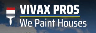 This is an image from Vivax Pros, located in the United States. The logo for Vivax Pros features bold white text with a red and white paintbrush icon and a blue background with the tagline 'We Paint Houses.