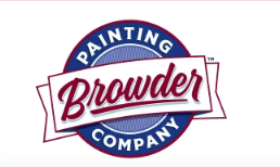 This is an image from Browder Painting Company, located in California. The logo for Browder Painting Company features a circular badge design with bold red and blue lettering and a vintage-style script across the center.