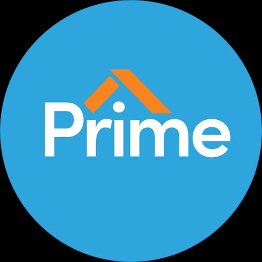 This is an image from Prime House Painting, located in Texas. The logo for Prime House Painting features a blue circular background with the word ‘Prime’ in white text topped by an orange roofline graphic.
