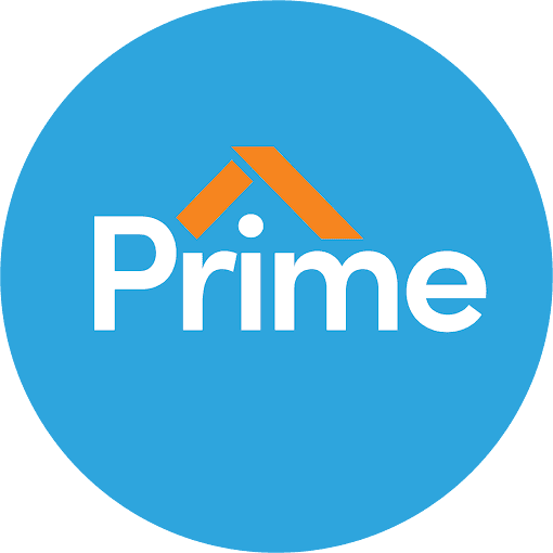 This is an image from Prime House Painting, located in Texas. The logo for Prime House Painting features a blue circular background with the word ‘Prime’ in white text topped by an orange roofline graphic.
