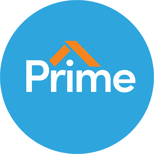 This is an image from Prime House Painting, located in Texas. The logo for Prime House Painting features a blue circular background with the word ‘Prime’ in white text topped by an orange roofline graphic.