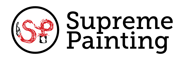 "This is an image from Supreme Painting, located in Texas. The logo for Supreme Painting features the red initials ‘SP’ formed with paint strokes inside a black circle next to bold black text."