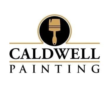 This is an image from Caldwell Painting Memphis, KY, located in Tennessee. The image is a Caldwell Painting logo featuring a gold and black paintbrush icon above bold serif text.