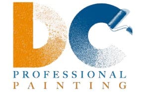 This is an image from DC Professional Painting LLC, located in Pennsylvania. The logo for DC Professional Painting LLC features bold orange and blue lettering with a paint roller graphic incorporated into the design.
