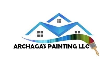 This is an image from Archaga's Painting LLC, located in Washington. The logo for Archaga's Painting LLC features blue house roof graphics above bold black text with a multicolor paintbrush stroke.