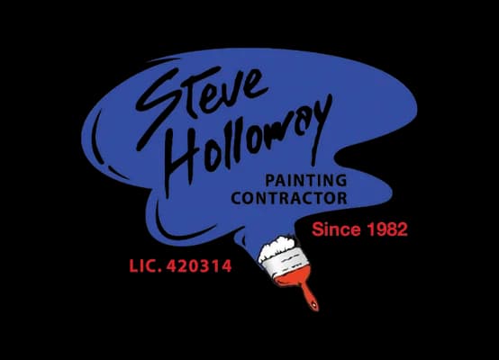 This is an image from Steve Holloway Painting & Concrete Coatings, located in California. The image shows the company logo featuring a paint-themed design and branding elements representing professional residential and commercial painting and concrete coating services.