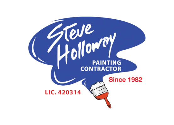 This is an image from Steve Holloway Painting & Concrete Coatings, located in California. The image shows the company logo featuring a paint-themed design and branding elements representing professional residential and commercial painting and concrete coating services.