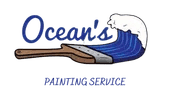 This is an image from Ocean's Painting Service, located in Alabama. The image shows the official Ocean's Painting Service logo with stylized wave graphics and company branding.