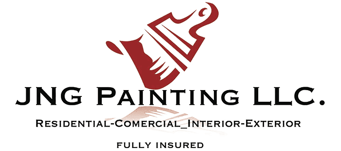 Logo for JNG Painting LLC, showing the company name with a stylized paint design and the tagline "Residential, Commercial, Interior, Exterior, Fully Insured