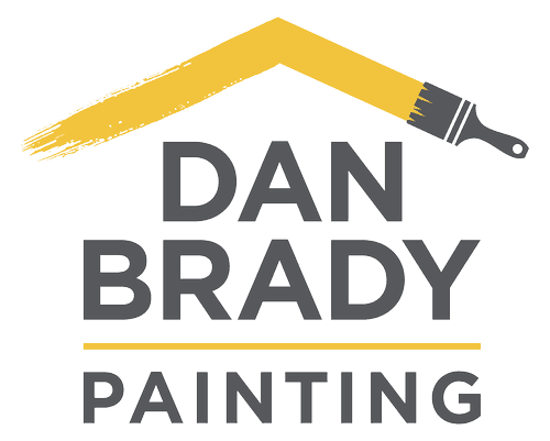This is an image from Dan Brady Painting, located in Michigan. The logo for Dan Brady Painting features a house roof shape formed by a paint stroke above the company name.