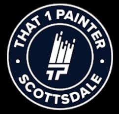 This is an image from That 1 Painter Scottsdale, located in Arizona. The logo for That 1 Painter Scottsdale features a circular navy blue and white badge with a paintbrush icon in the center and the company name around the border.