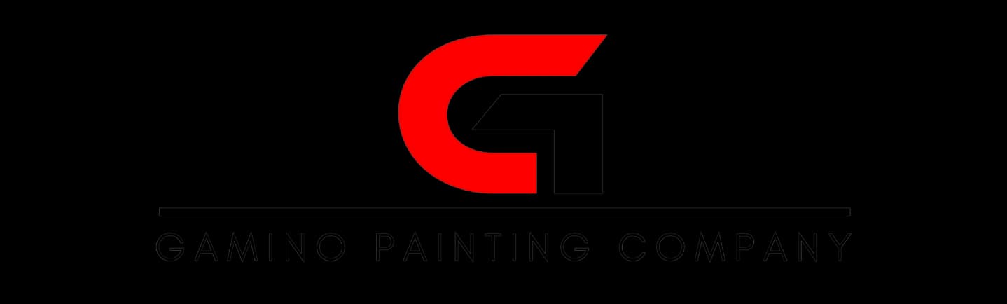 This is an image from Gamino Painting Company, located in California. The image shows the official Gamino Painting Company logo, representing a professional painting contractor specializing in residential and commercial painting, interior painting, exterior painting, and high-quality surface refinishing services.
