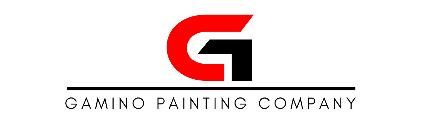 This is an image from Gamino Painting Company, located in California. The image shows the official Gamino Painting Company logo, representing a professional painting contractor specializing in residential and commercial painting, interior painting, exterior painting, and high-quality surface refinishing services.
