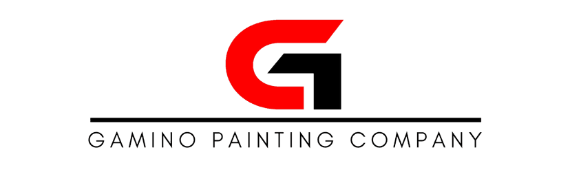 This is an image from Gamino Painting Company, located in California. The image shows the official Gamino Painting Company logo, representing a professional painting contractor specializing in residential and commercial painting, interior painting, exterior painting, and high-quality surface refinishing services.