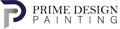 This is an image from Prime Design Painting, located in Florida. The logo for Prime Design Painting features a stylized navy blue 'PD' monogram alongside bold uppercase text reading 'Prime Design Painting' in dark navy and black.