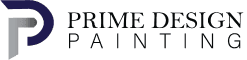 This is an image from Prime Design Painting, located in Florida. The logo for Prime Design Painting features a stylized navy blue 'PD' monogram alongside bold uppercase text reading 'Prime Design Painting' in dark navy and black.