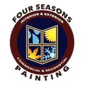This is an image from Four Seasons Interior & Exterior Painting, located in Ohio. The logo for Four Seasons Interior & Exterior Painting features a shield-style emblem with seasonal icons and bold lettering representing year-round commercial and residential painting services.