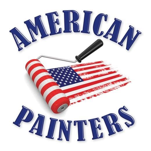 This is an image from American Painters, located in Ohio. The logo for American Painters features bold lettering with an American flag paint roller graphic emphasizing patriotic branding and professional painting services.