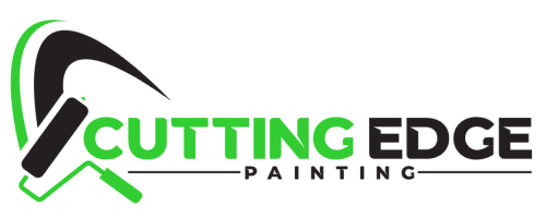 This is an image from Cutting Edge Painting, located in Indiana. The logo for Cutting Edge Painting features a modern green and black design with a paint roller graphic and bold typography representing professional painting services.