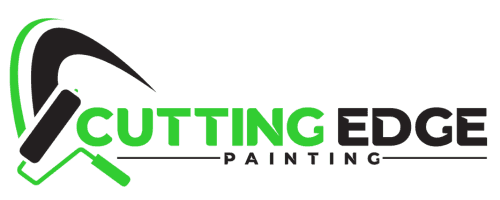 This is an image from Cutting Edge Painting, located in Indiana. The logo for Cutting Edge Painting features a modern green and black design with a paint roller graphic and bold typography representing professional painting services.