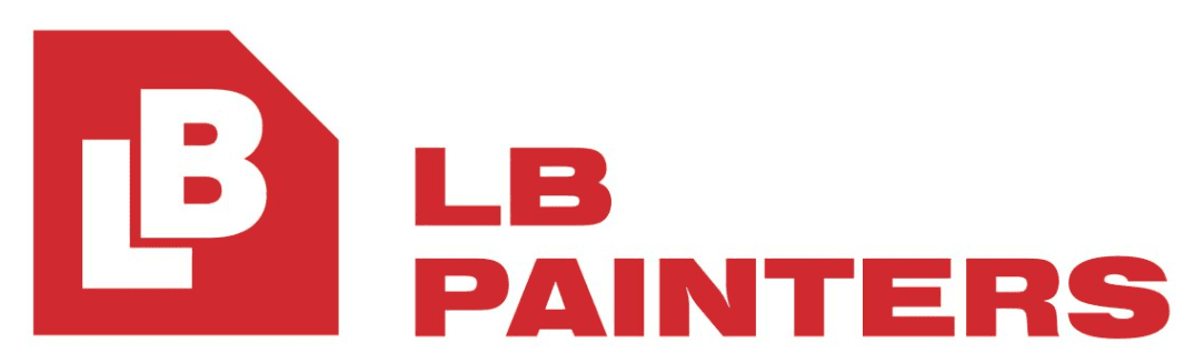 This is an image from LB Painters, located in Washington. The logo for LB Painters features bold red lettering with a red house-shaped icon containing the letters L and B.