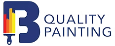 This is an image from B Quality Painting LLC, located in Tennessee. The logo for B Quality Painting LLC features a bold blue letter 'B' integrated with a paintbrush design and vertical stripes in red, yellow, and orange beside the words 'Quality Painting' in blue text.