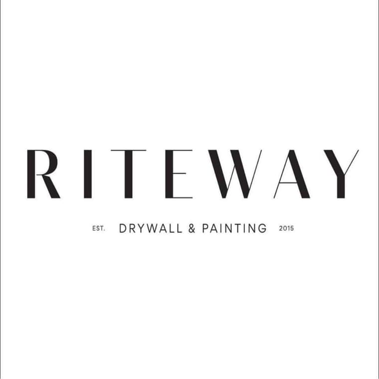 This is an image from Riteway Drywall & Painting LLC, located in Michigan. The logo for Riteway Drywall & Painting LLC features minimalist black lettering with the company name and the words Drywall & Painting established 2015.