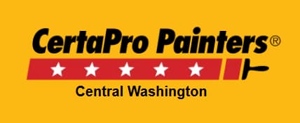 This is an image from CertaPro Painters of Central Washington, located in Washington. The logo for CertaPro Painters of Central Washington features bold black text above a red paintbrush graphic with white stars on a yellow background.
