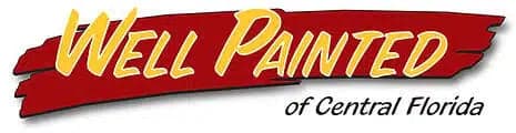This is an image from Well Painted of Central Florida, located in Florida. The logo for Well Painted of Central Florida features bold yellow text over a red paint stroke design.