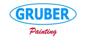 This is an image from Gruber Painting, located in California. The logo for Gruber Painting features bold blue uppercase lettering with a red cursive “Painting” accent beneath the name.