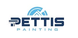 This is an image from Pettis Painting, located in Minnesota. The logo for Pettis Painting features bold blue lettering with a stylized paint roller graphic above the company name.