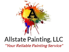 This is an image from Allstate Painting, LLC, located in Pennsylvania. The logo for Allstate Painting, LLC features a bold letter 'A' over a colorful paint splash with the tagline 'Your Reliable Painting Service' beneath the company name.