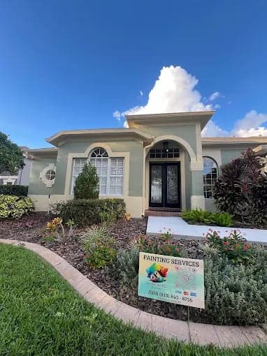 White Chooz Painters logo with blue background placeholder for paintig company logos