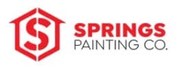 This is an image from Springs Painting Co, located in California. The logo for Springs Painting Co. features a bold red emblem with an 'S' inside a stylized house shape next to the company name in red text.
