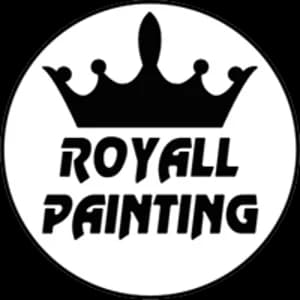 This is an image from Royall Painting, located in California. The logo for Royall Painting features bold black lettering with a crown icon above the company name inside a circular design, representing a professional painting brand.