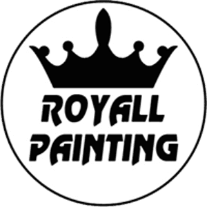 This is an image from Royall Painting, located in California. The logo for Royall Painting features bold black lettering with a crown icon above the company name inside a circular design, representing a professional painting brand.