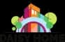 Logo for Daisy Home LLC, a painting, flooring, and home renovation company, featuring a colorful house design with trees on both sides.