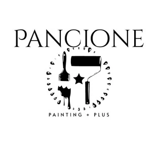 This is an image from Pancione Painting Plus LLC, located in Massachusetts. The logo for Pancione Painting Plus LLC features a black paintbrush, roller, and star inside a circular dotted border beneath the company name in bold serif lettering.