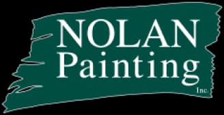 This is an image from Nolan Painting, located in Pennsylvania. The logo for Nolan Painting features white serif text on a green brushstroke-style background.