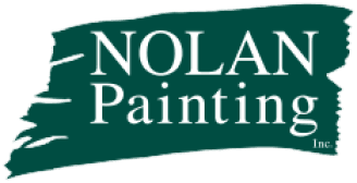 This is an image from Nolan Painting, located in Pennsylvania. The logo for Nolan Painting features white serif text on a green brushstroke-style background.