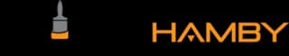 Logo for George Hamby Painting, a painting company in Maryville, Tennessee. The image shows the black-and-orange Hamby brush wordmark.