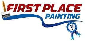 This is an image from First Place Painting LLC, located in Pennsylvania. The logo for First Place Painting LLC features bold red and blue text with a paintbrush graphic and ribbon emblem.