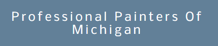 This is an image from Professional Painters Of Michigan company, located in Fowlerville, MI The image is a Professional Painters of Michigan company logo with white text on a blue background.