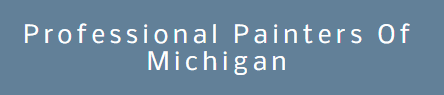 This is an image from Professional Painters Of Michigan company, located in Fowlerville, MI The image is a Professional Painters of Michigan company logo with white text on a blue background.