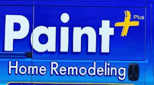 Logo for Paint Plus Home Remodeling, featuring bold white and yellow lettering on a blue background.